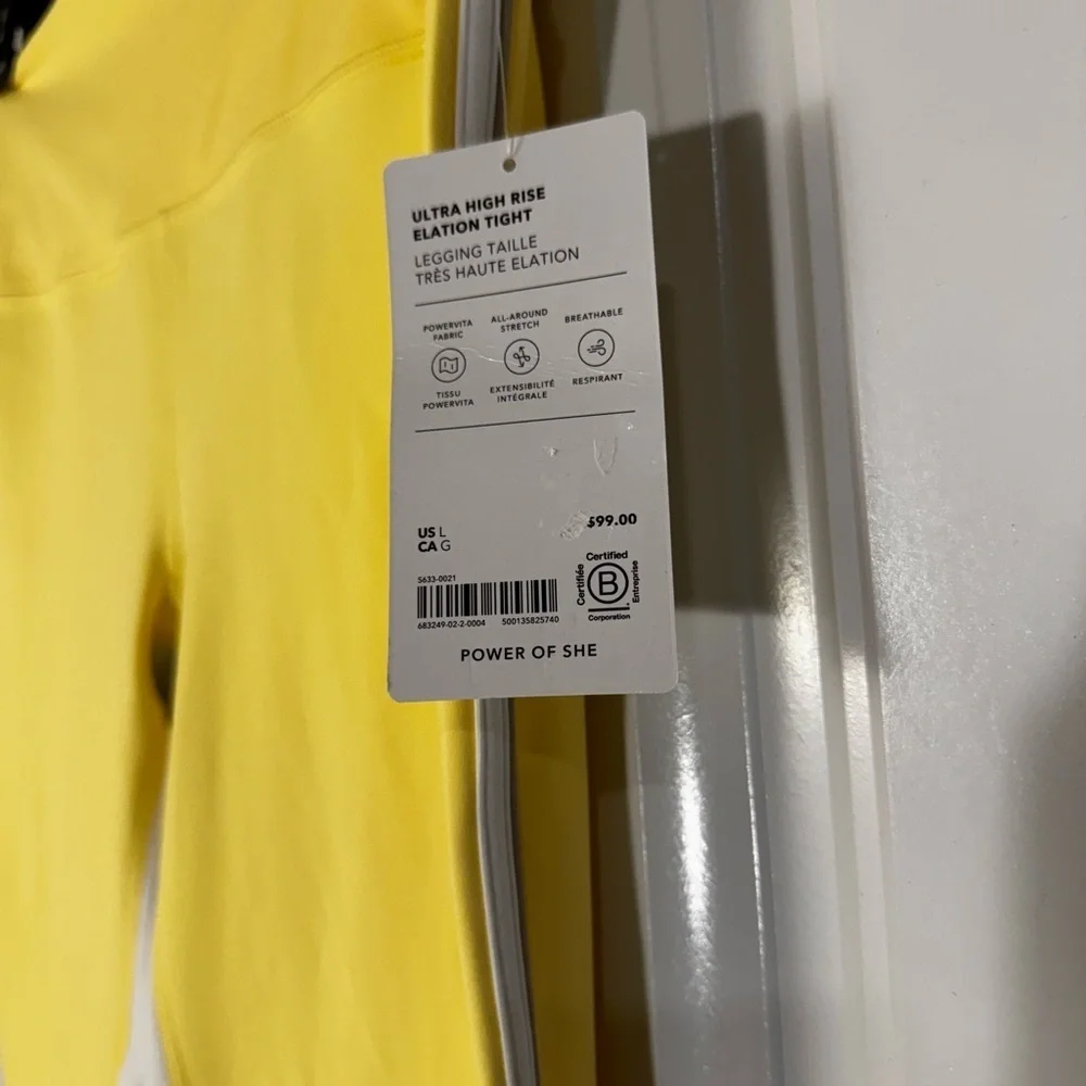 Athleta Vibrant Yellow & White Ultra High Rise Elation Tight NWT